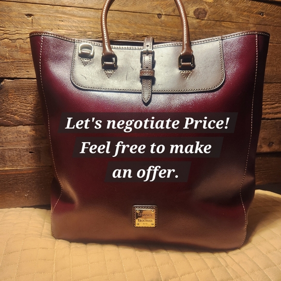 Dooney & Bourke Burgundy Leather Tote Bag - Picture 9 of 12